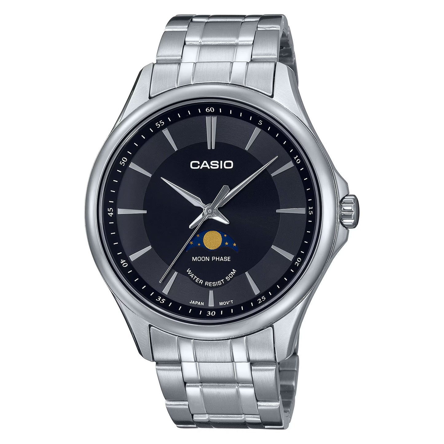 CASIO Analogue Moon Phase Standard Black Face Watch - Mu Shop