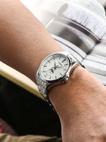 CASIO Analogue Moon Phase Standard White Face Watch - Mu Shop