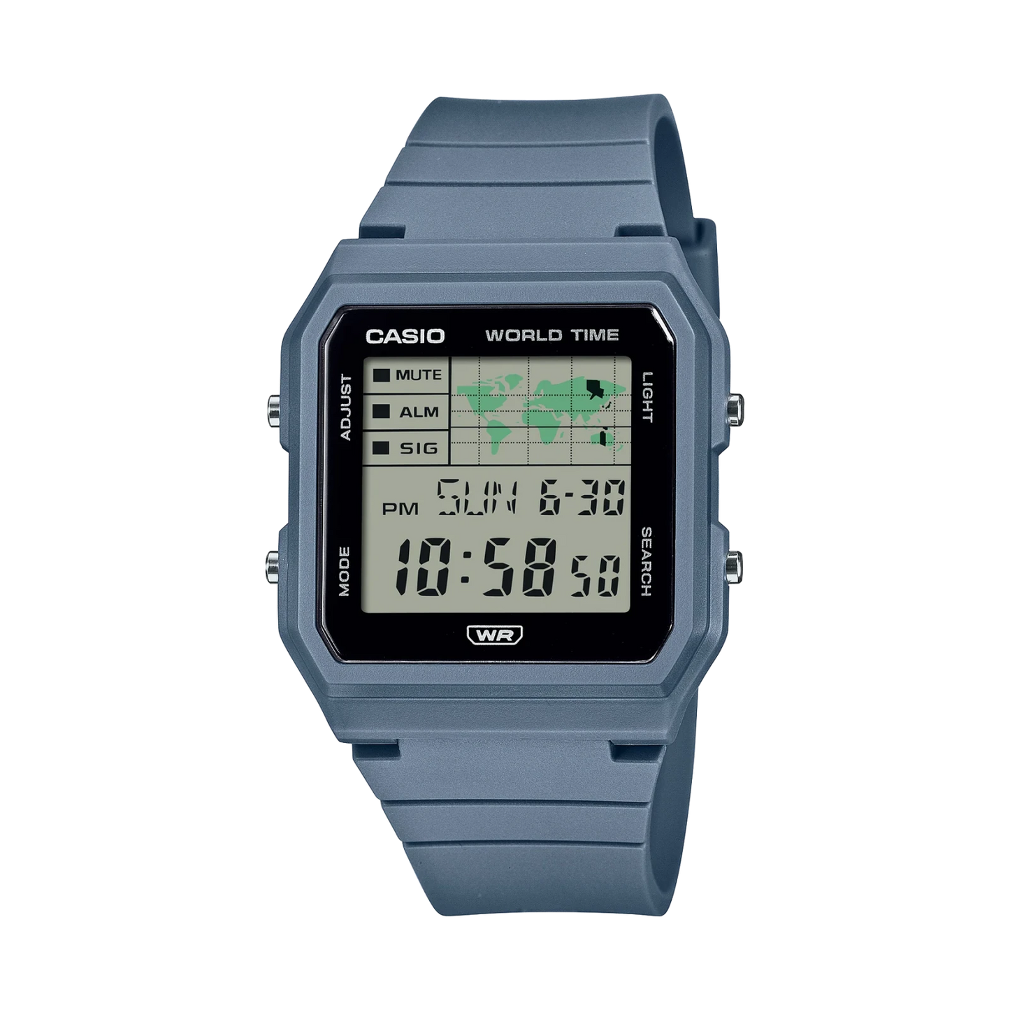 CASIO DIG WORLD MAP, BLUE RESIN BAND WATCH - Mu Shop