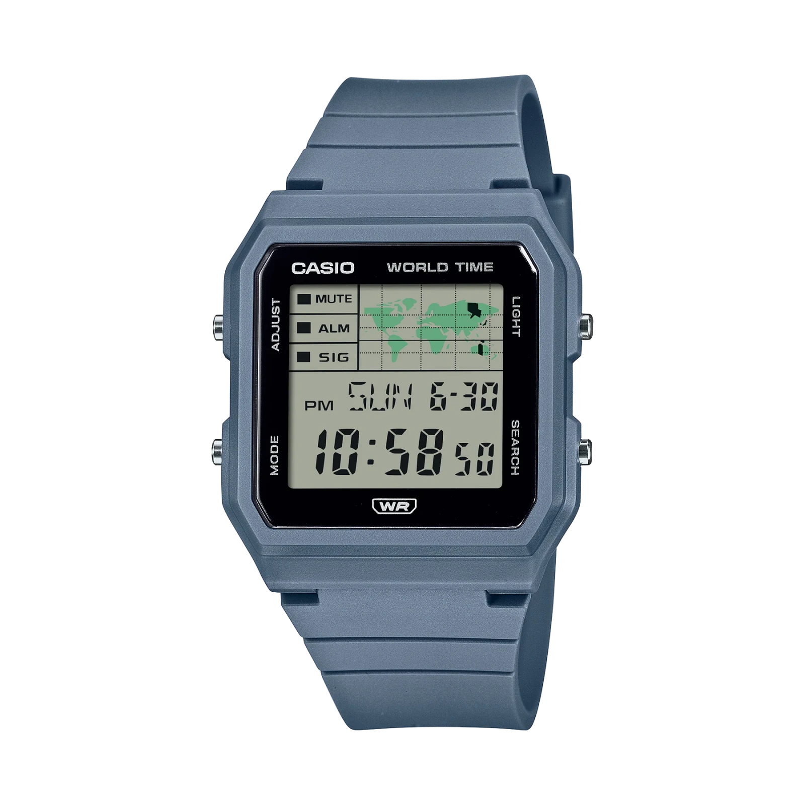 CASIO DIG WORLD MAP, BLUE RESIN BAND WATCH - Mu Shop
