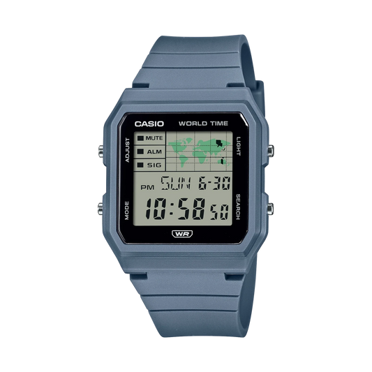 CASIO DIG WORLD MAP, BLUE RESIN BAND WATCH - Mu Shop
