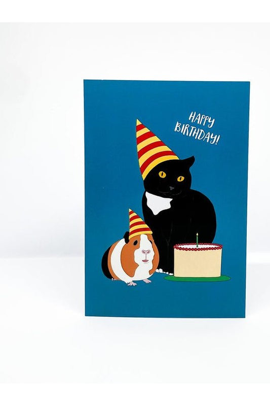 Cat & Guinea Pig Birtday Card - Mu Shop