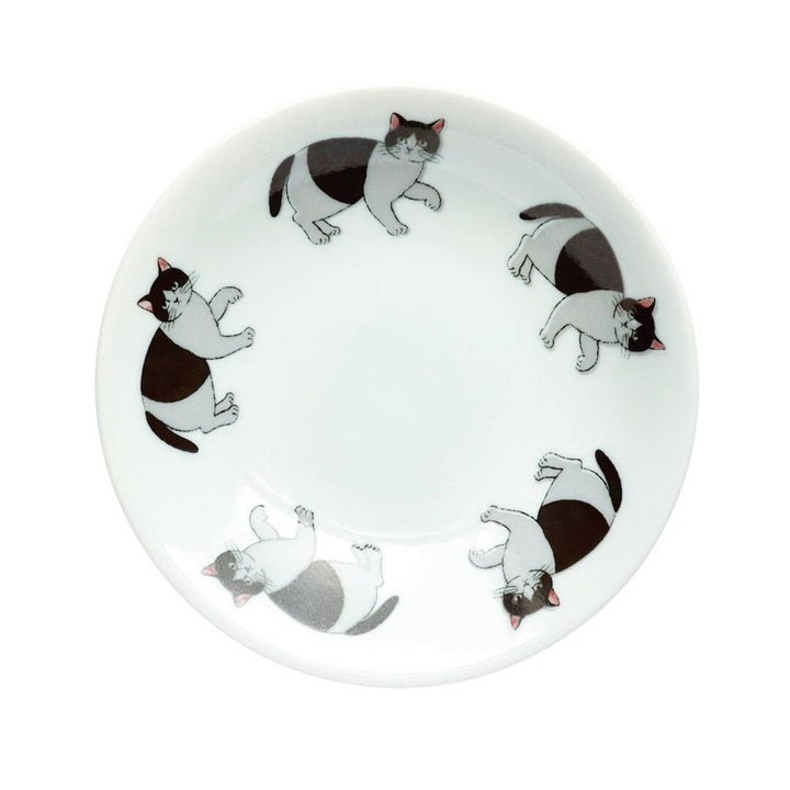Cat Illustration Plate 16.5cm Black and White - Mu Shop