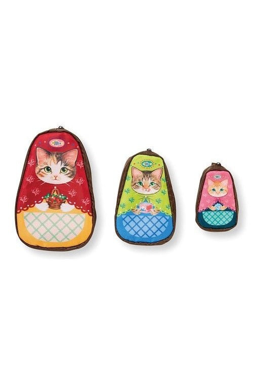 Cat Ryoshka Pouches (Family of fish) - Mu Shop