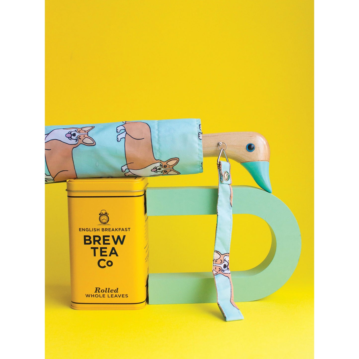 Compact Umbrella - Coucou Suzette Corgi Mint