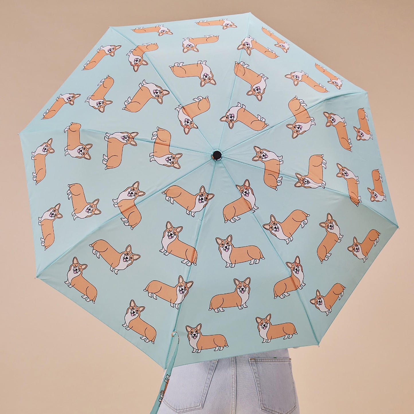 Compact Umbrella - Coucou Suzette Corgi Mint
