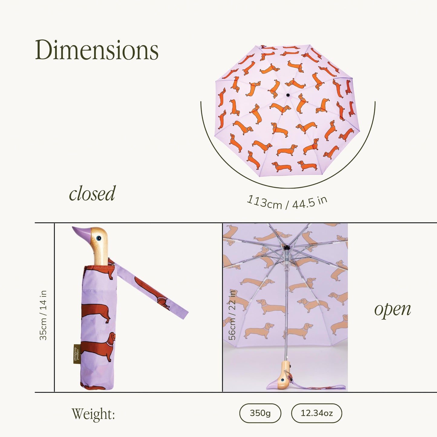 Compact Umbrella - Coucou Suzette Dachshund Purple