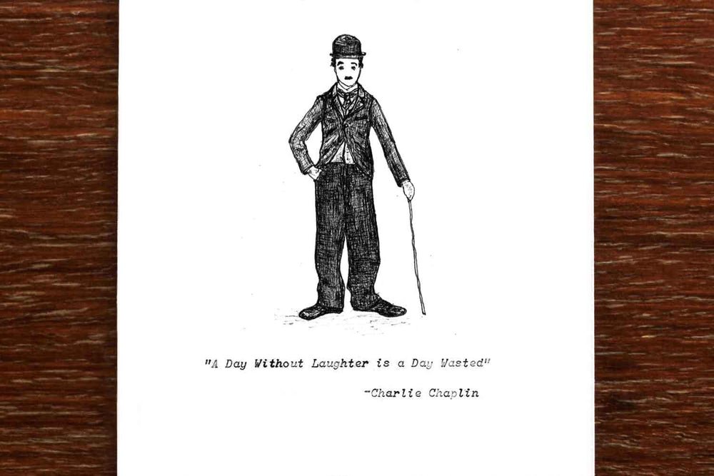 Charlie Chaplin: A Day Without Laughter - Handmade Greeting Card - Mu Shop