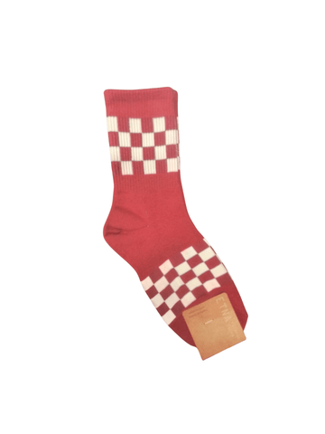 Check Pattern Adult Crew Socks - Red - Mu Shop