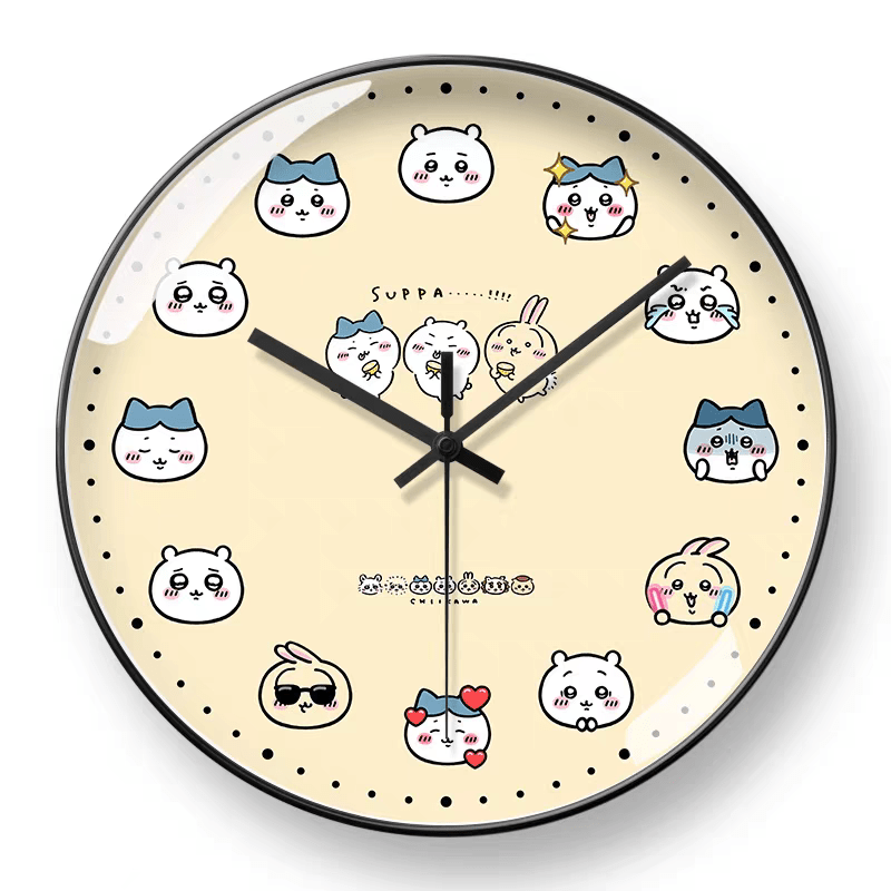 Chiikawa Wall Clock - Yellow in Black Frame - Mu Shop