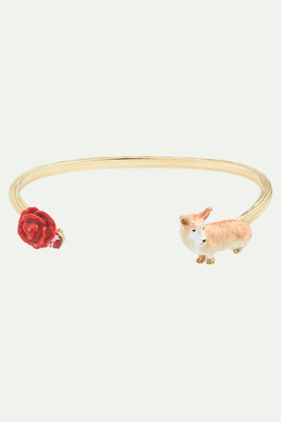 CORGI AND RED ROSE BANGLE BRACELET Size L - Mu Shop