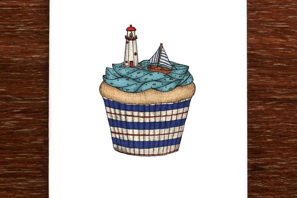 Cupcake Seaside Greeting Card - Mu Shop