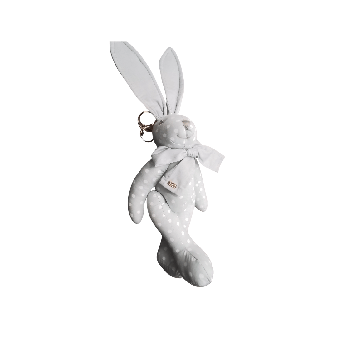 Cute Bunny Plush Keyring - blue gray - Mu Shop