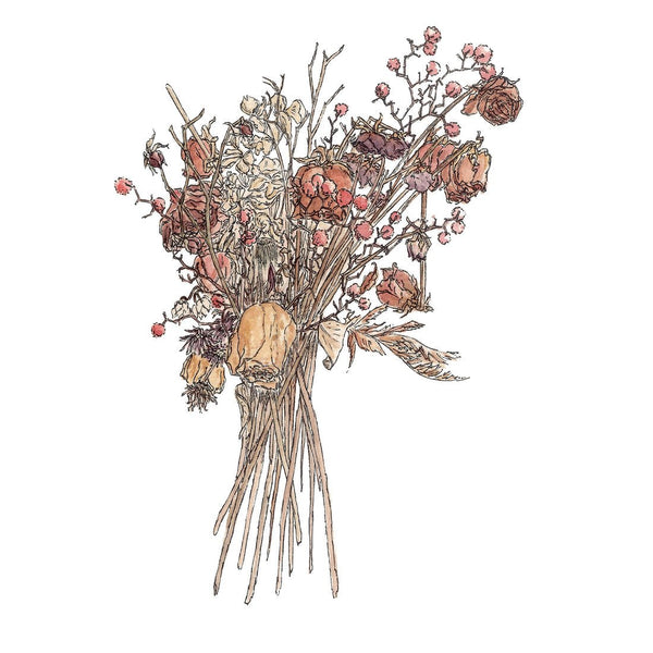 Dried Bouquet Red - Greeting Card - Mu Shop