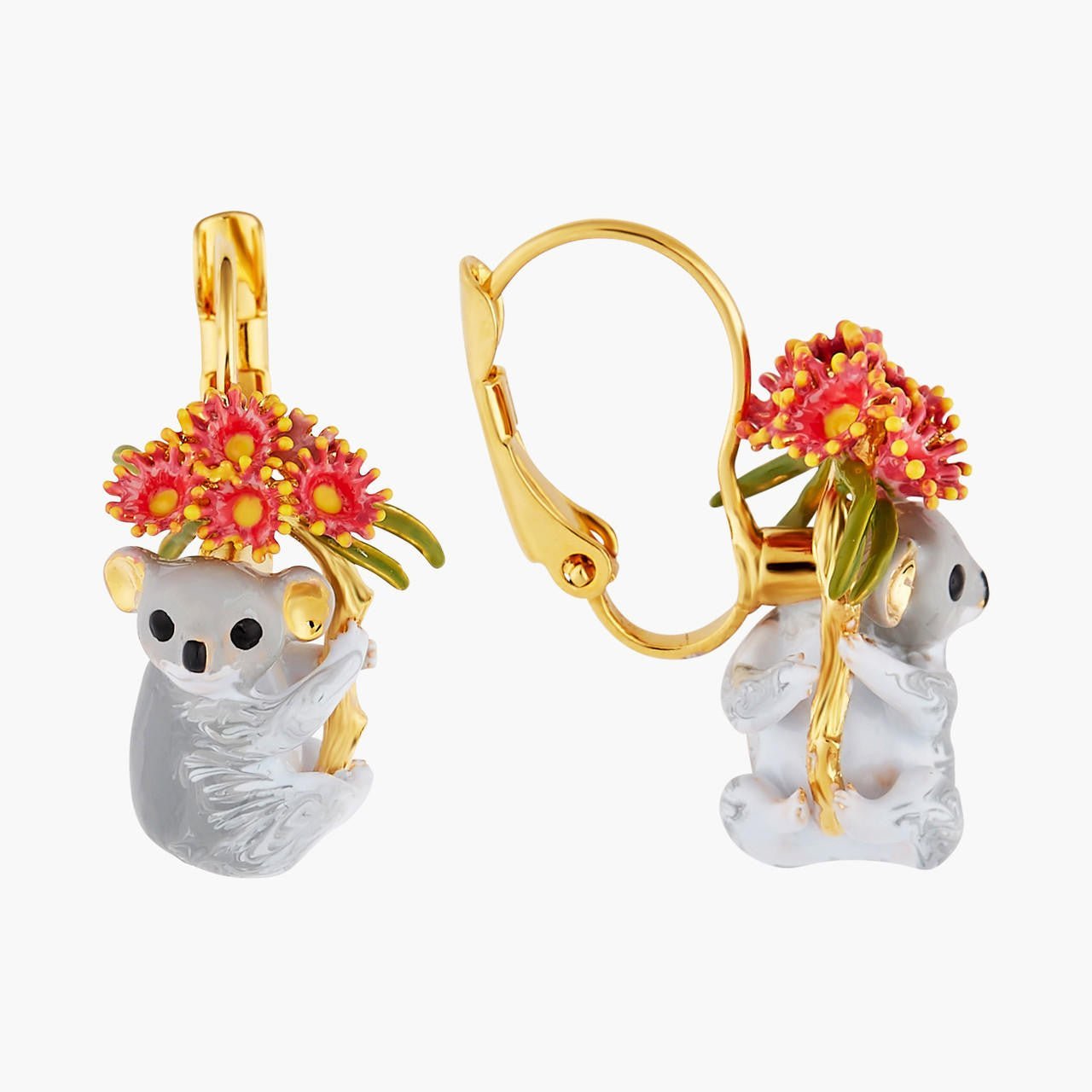 DUO OF KOALAS AND PINK EUCALYPTUS EARRINGS  - Mu Shop