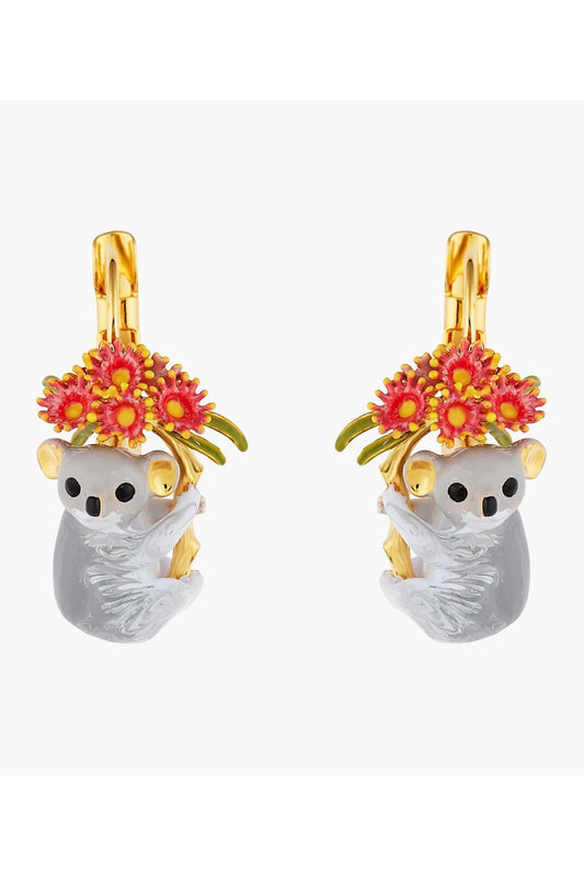 DUO OF KOALAS AND PINK EUCALYPTUS EARRINGS  - Mu Shop