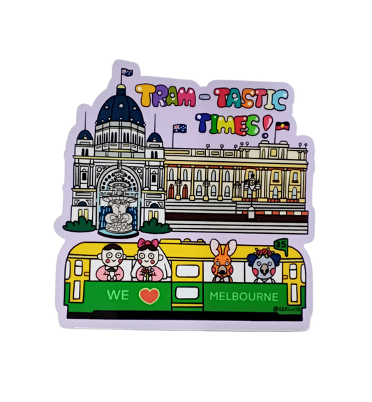 Melbourne Sticker – We ♥ Melbourne (Exhibition Building, Carlton Gardens & Tram)