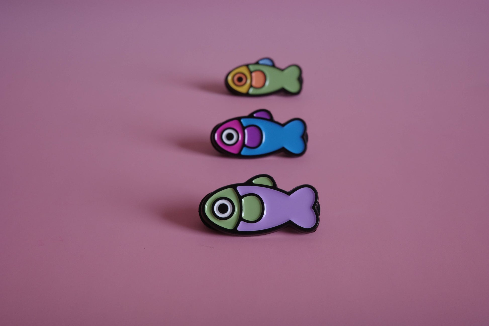 Fish Enamel Pin - Lavender/Sage detail view 6