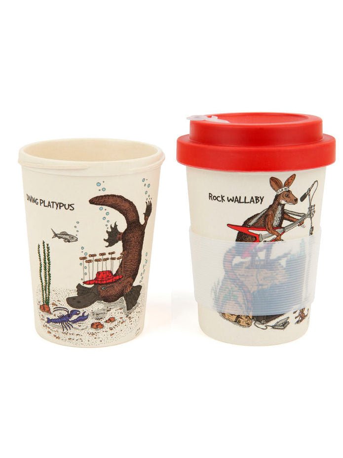 Eco - Bamboo fibre Keep Cup: Rock Wallaby & Diving Platypus - Mu Shop