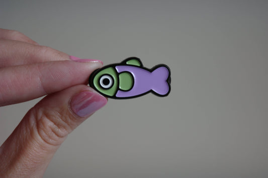 Fish Enamel Pin - Lavender/Sage