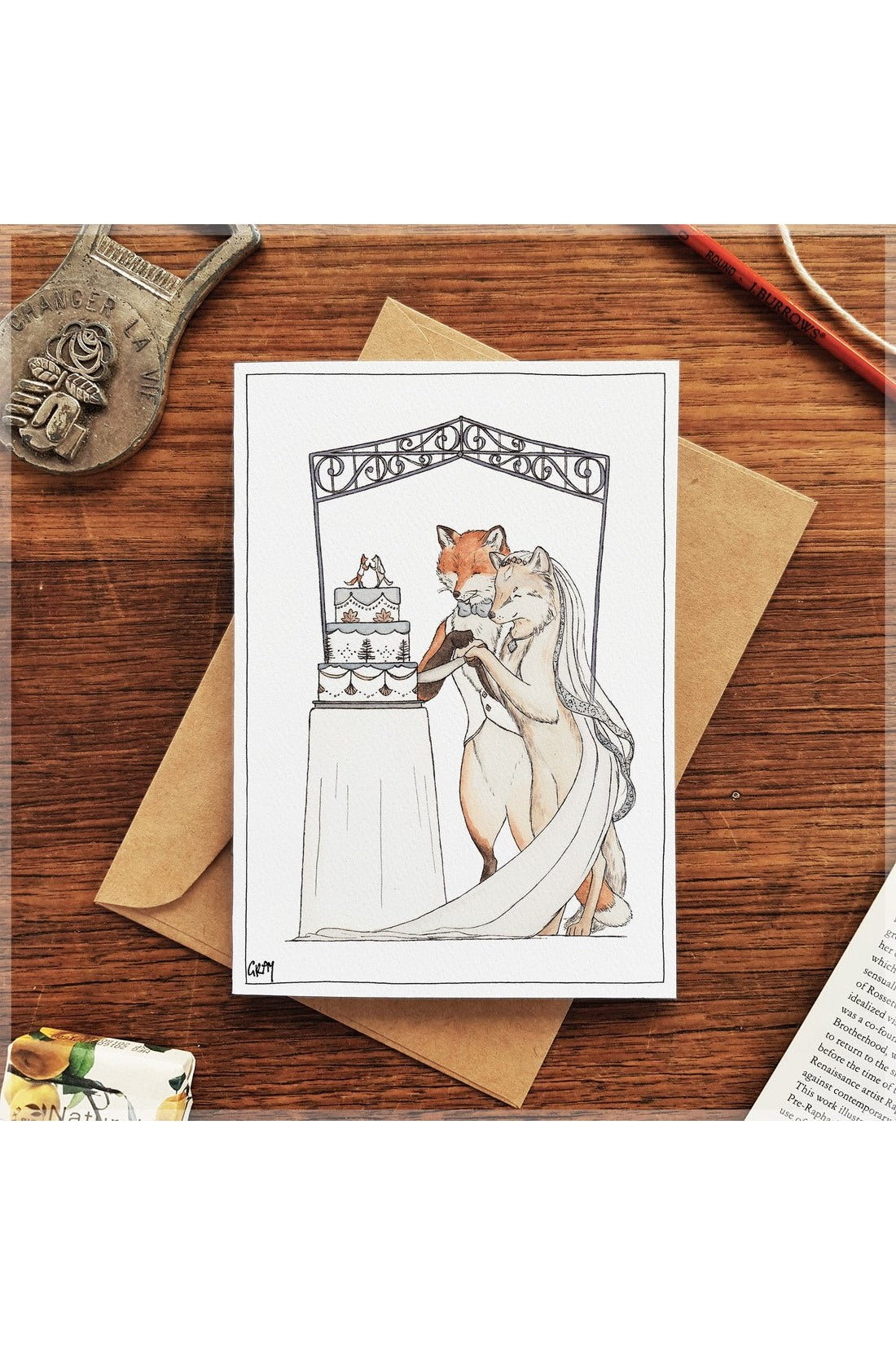 Fox and Wolf Wedding - Greeting Card - Mu Shop