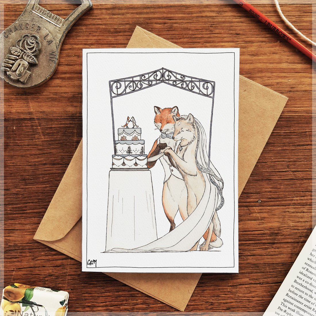 Fox and Wolf Wedding - Greeting Card - Mu Shop