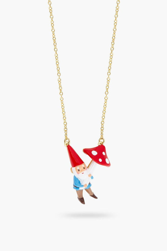 GARDEN GNOME AND MUSHROOM PENDANT NECKLACE - Mu Shop