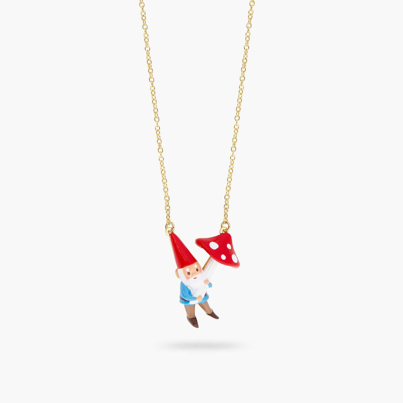 GARDEN GNOME AND MUSHROOM PENDANT NECKLACE - Mu Shop