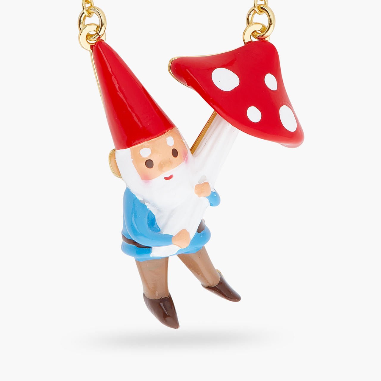 GARDEN GNOME AND MUSHROOM PENDANT NECKLACE - Mu Shop