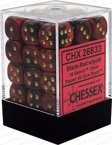 Gemini Black-Red/Gold 12mm D6 Dice Set