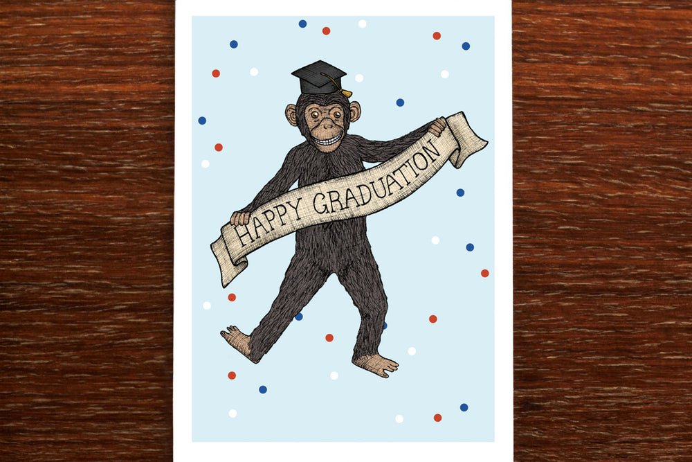 Graduation Chimp - Congratulations Graduation Card - Mu Shop