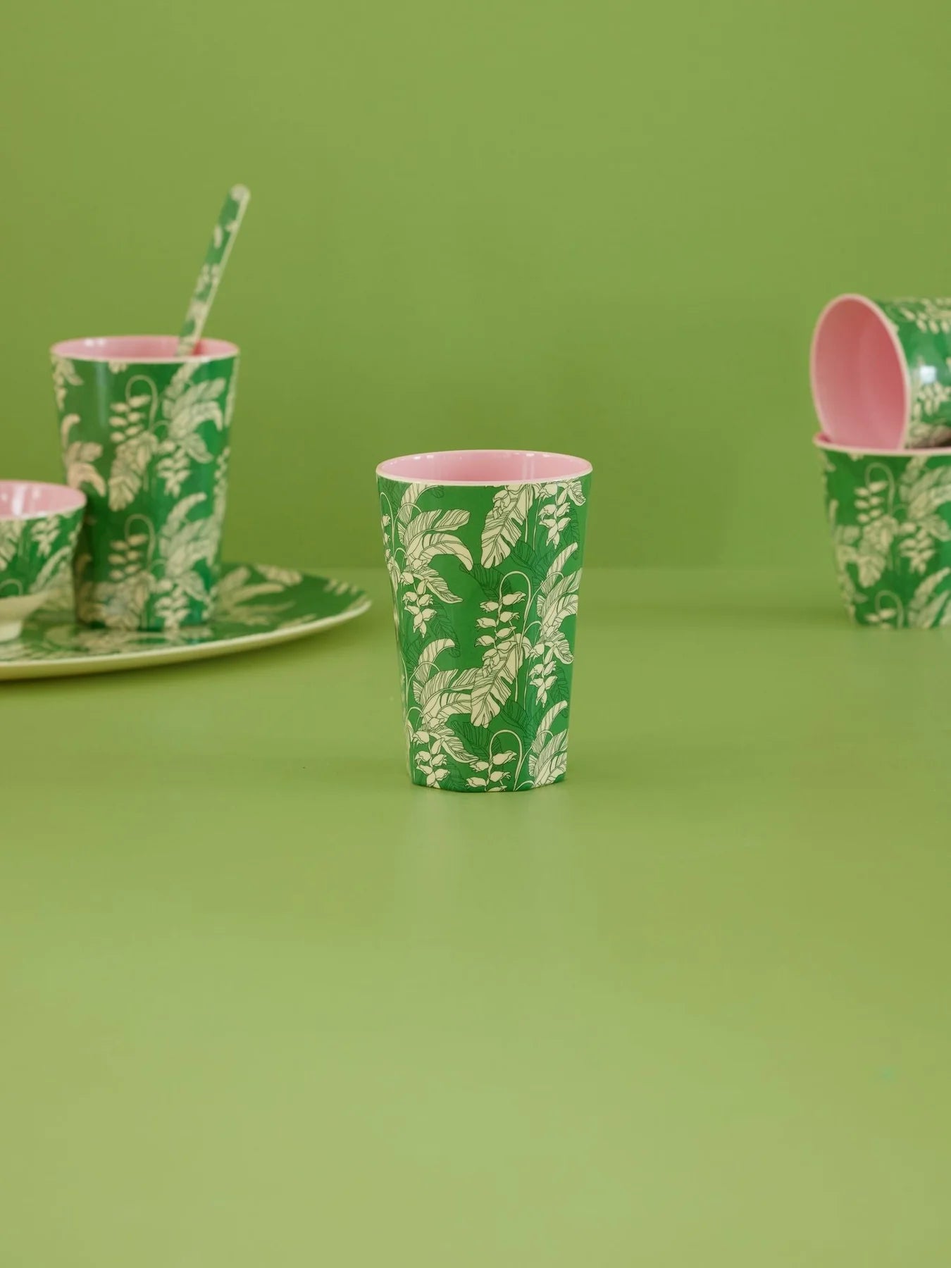 Green Paradise Print - Tall Melamine Cup - Mu Shop