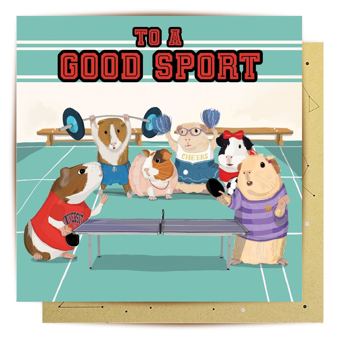 Greeting Card Guinea Pigs Badminton - Mu Shop
