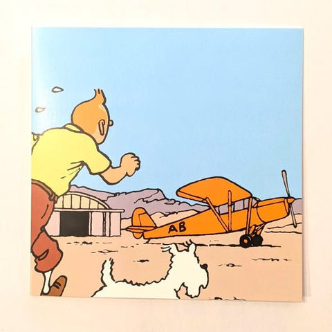 Greeting Card Running To The Plane Tintin - Mu Shop