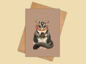 Greeting Card - Sugar Glider Teatime. Lovely illustration - Mu Shop