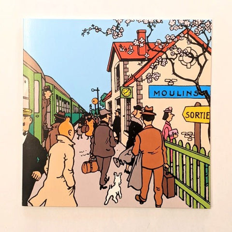 Greeting Card Train Platform Tintin  - Mu Shop