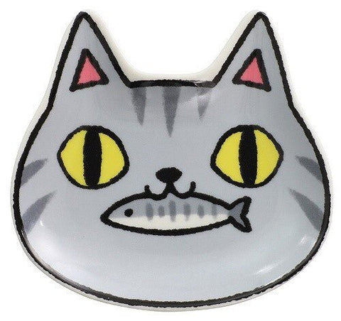 Grey Mini Ceramic Plate - Three Cat Brothers - Mu Shop
