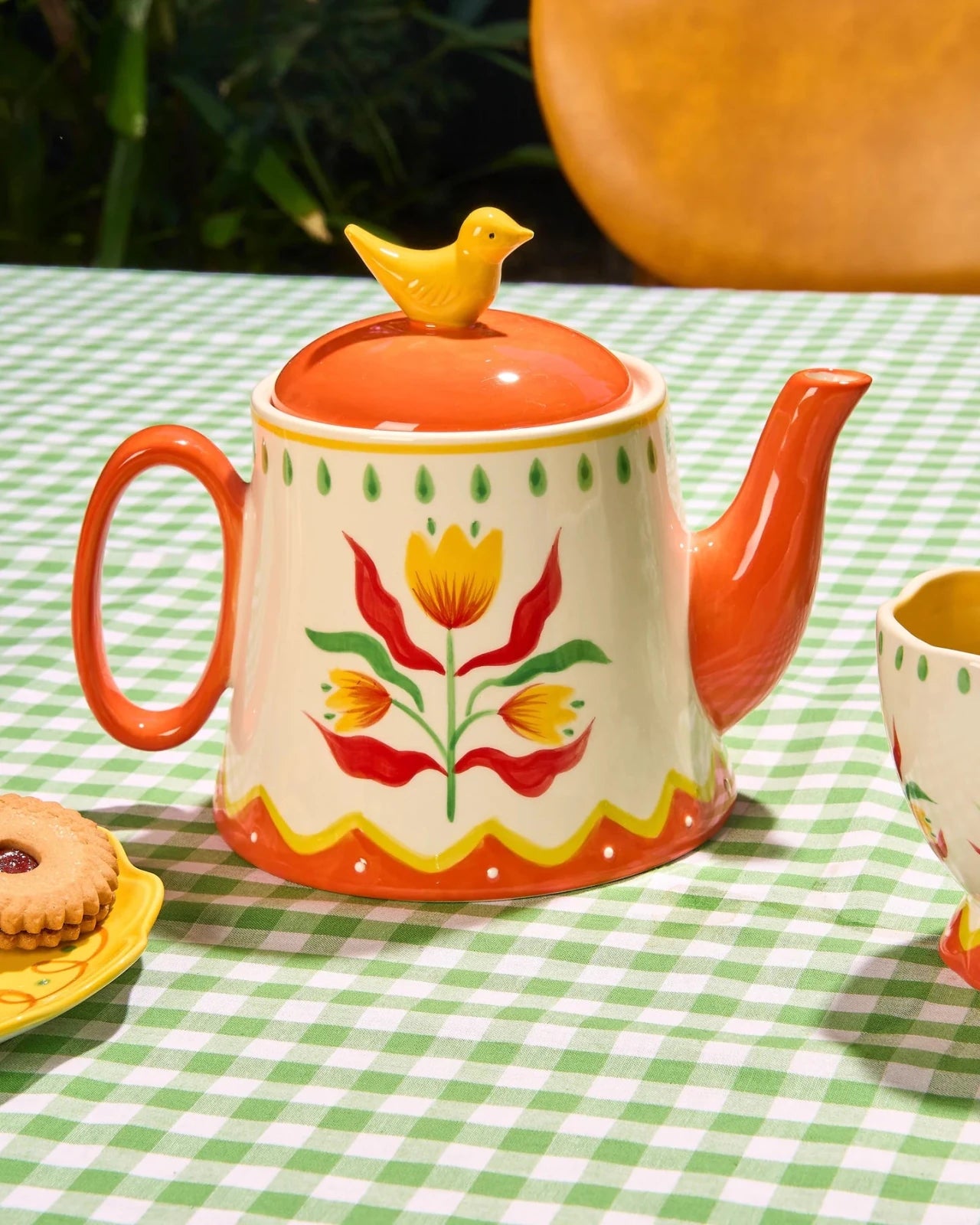 Hand Painted Stoneware Teapot 1100ml - Mu Shop