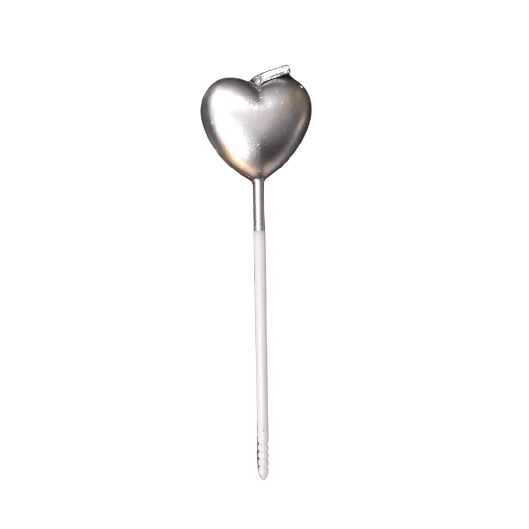 Heart Shaped Brithday Candle - Silver - Mu Shop