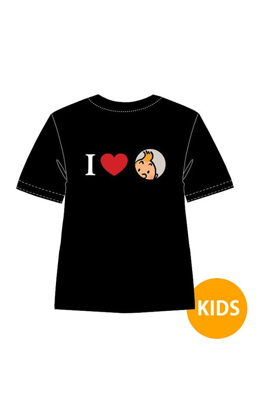 Kids T-Shirt I Love Tintin Black Black