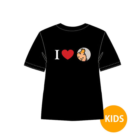 Kids T-Shirt I Love Tintin Black Black