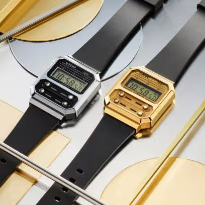 G SHOCK DIG CLASSIC SQUARE, GOLD FACE, BLACK RESIN