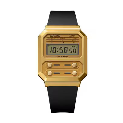G SHOCK DIG CLASSIC SQUARE, GOLD FACE, BLACK RESIN