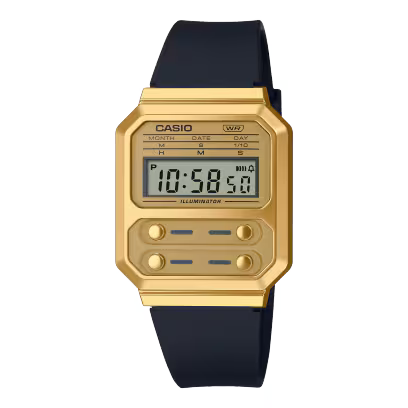 G SHOCK DIG CLASSIC SQUARE, GOLD FACE, BLACK RESIN