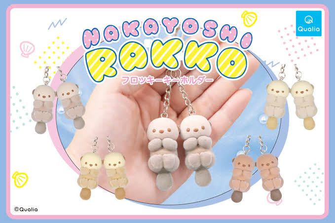 Friendly Otters Flocked Keychain Blind Gacha 4cm