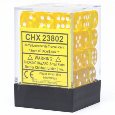 Translucent Yellow/White 12mm d6 Dice Set (missing one)
