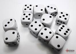 Opaque White/Black 16mm d6 Dice Set