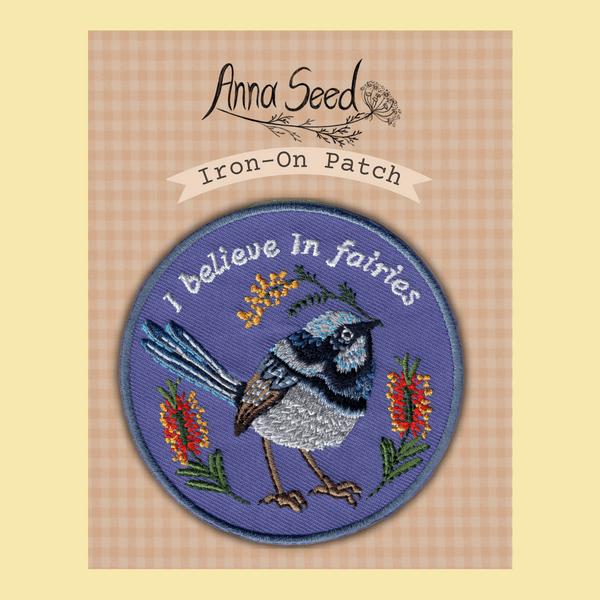 Iron - On Patch - Fairy Wren - Cute fabric patch - Mu Shop