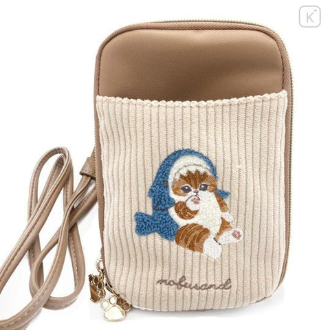 Japan Mofusand Gadget Pocket Sacoche Bag with Shoulder Strap - Cat / Shark - Mu Shop