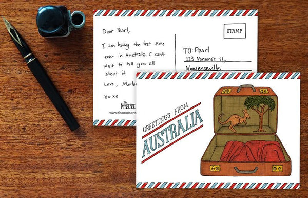 Kangaroo Suitcase - Australian Postcard - Mu Shop